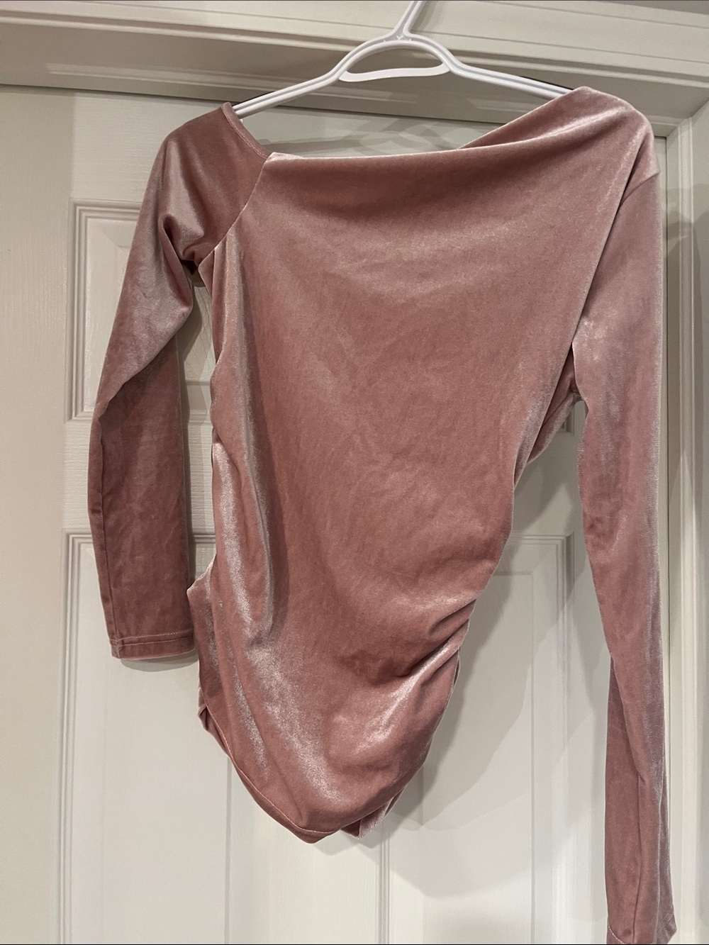 Velvet Long Sleeve Bodysuit in Dusty Rose